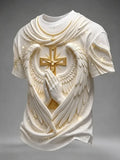 Praying Hands With Cross Wings T-Shirt Religious Faith Shirt Gift Ideas For Him - Merchluma