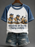 Walking By Faith Tripping Constantly T-Shirt Lion Cowboy Merch Clothing For Women - Merchluma