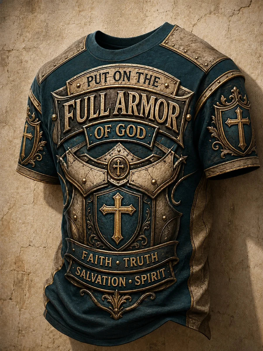 Put On The Full Armor Of God T-Shirt Christian Faith Tee Birthday Present For Men - Merchluma