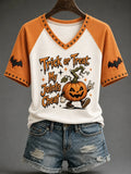 Pumpkin Trick Or Treat Joints Cheat V-Neck Shirt Halloween Apparel Spooky Gifts - Merchluma