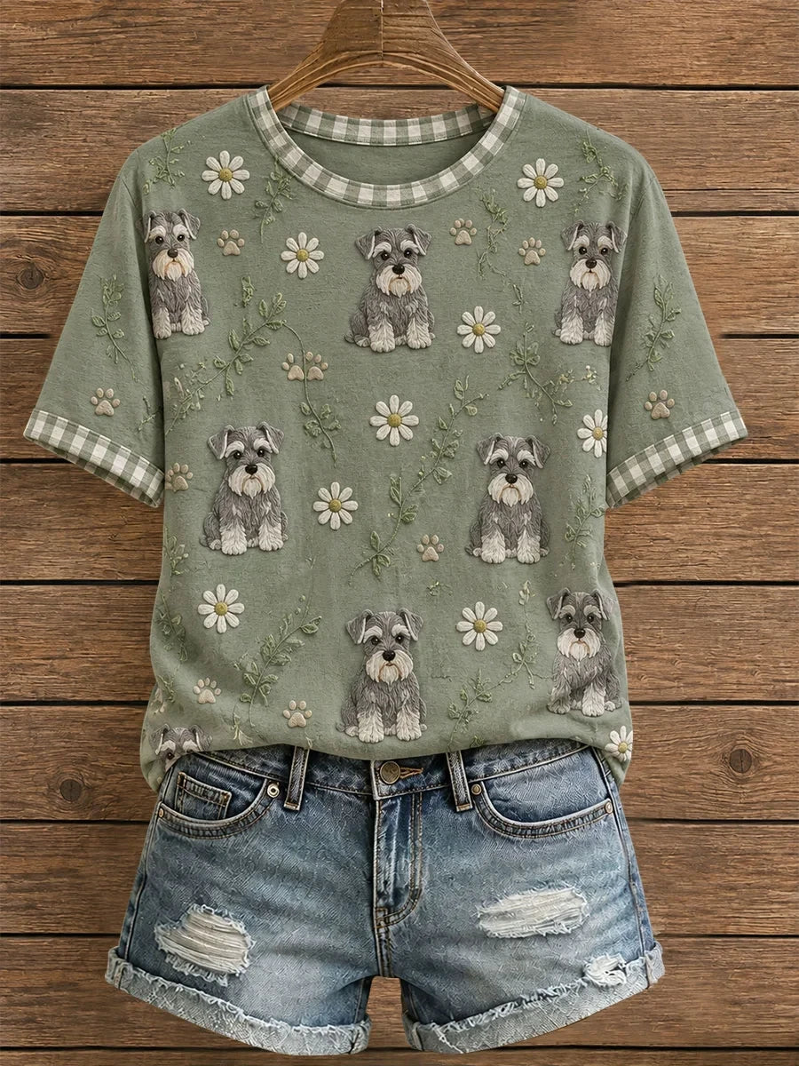 Schnauzer Dog Daisy Paw Print T-Shirt Dog Lover Tee Gifts For Wife Who Has Everything - Merchluma