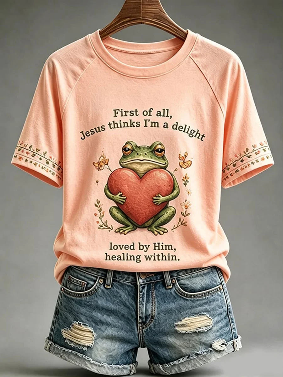 First Of All Jesus Thinks I'm A Delight T-Shirt Christian Frog Merch Unique Gifts For Fans - Merchluma