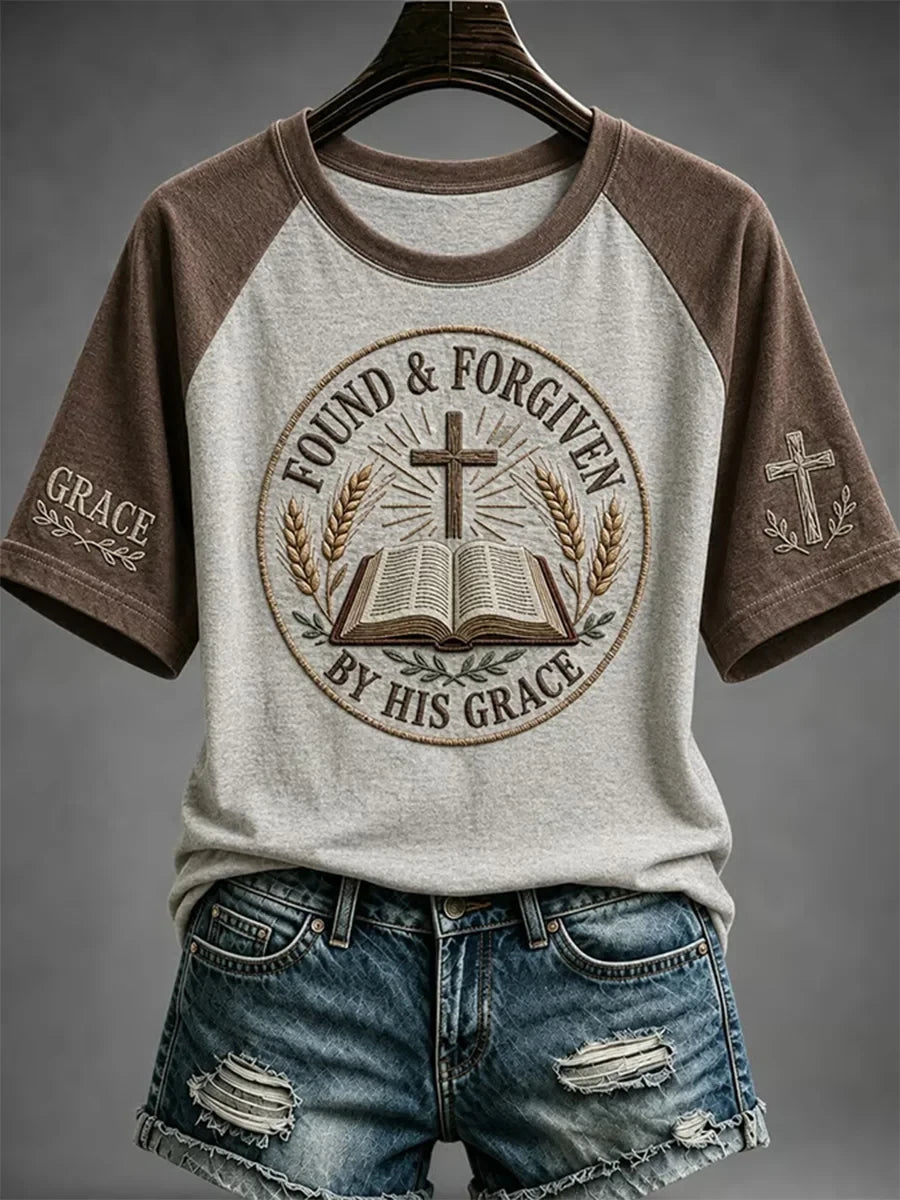 Found Forgiven By His Grace T-Shirt Christian Faith Tee Unique Gift For Wife Birthday - Merchluma