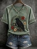Gothic Raven Is He Dead Yet V-Neck Shirt Anti Trump Protest Apparel Halloween Gifts - Merchluma
