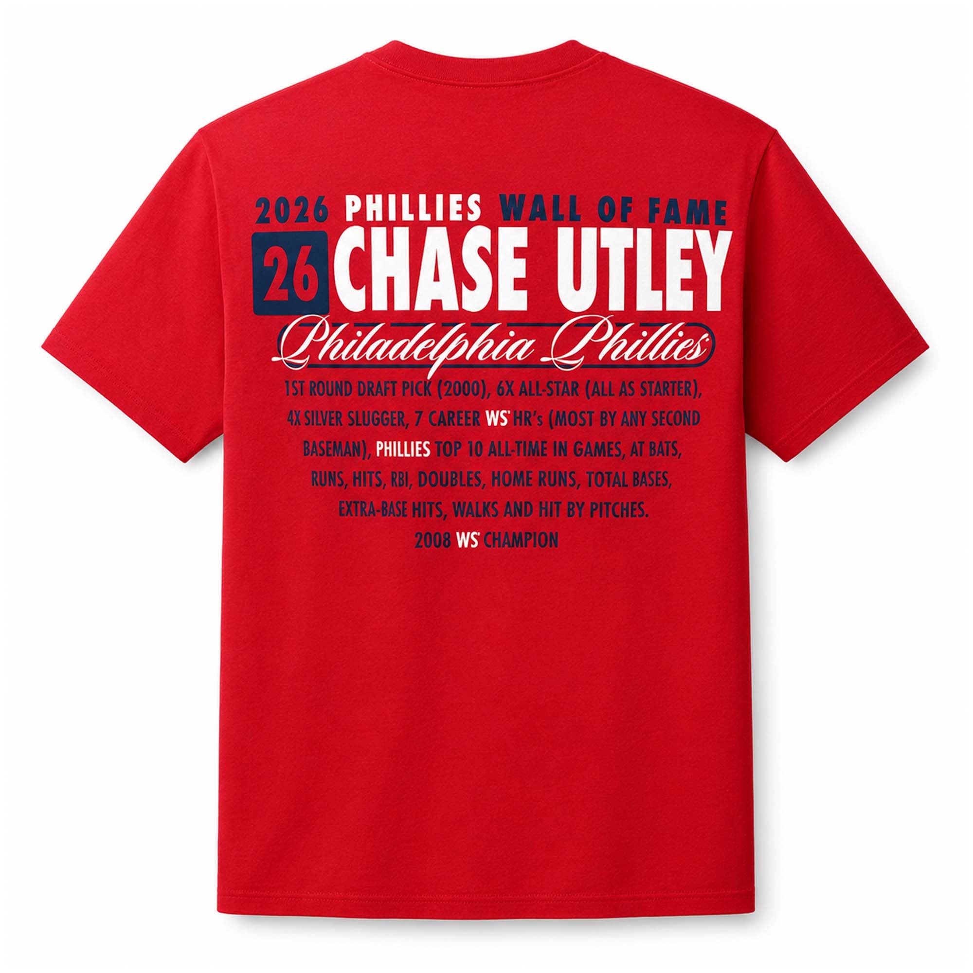 2026 Phillies Wall of Fame 26 Chase Utley Shirt Philadelphia Phillies Merch Baseball Fan Gifts - Merchluma