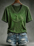 Yes I Can Drive A Stick V-Neck Shirt Witches Outfits Best Halloween Gifts Ideas - Merchluma