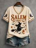 Salem 1692 They Missed One V-Neck Shirt Womens Witch Outfit Funny Halloween Gifts Ideas - Merchluma