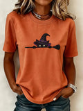Black Cat Witch Broom T-Shirt Halloween Cat Merch Meaningful Gifts For Women - Merchluma
