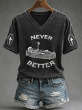 Never Better Fun Skull Halloween V-Neck Shirt Coffin Humorous Shirts Gift For Halloween Ideas - Merchluma