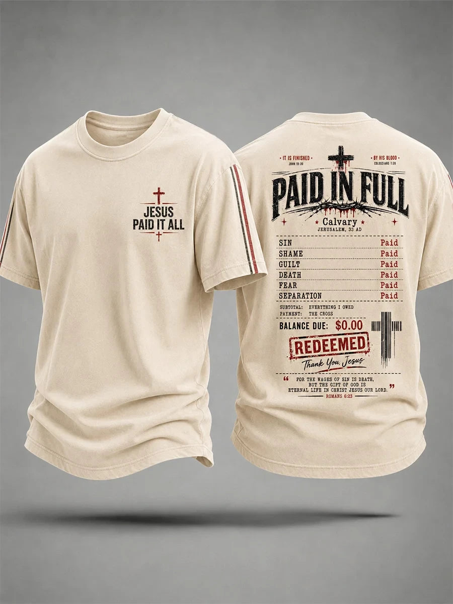 Jesus Paid It All T-Shirt Christian Faith Merch Birthday Gift Ideas For Him - Merchluma