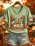Halloween Ghost Camping V-Neck Shirt Ghost Story Night Fall Camping Shirt Cute Halloween Gifts - Merchluma
