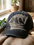 Three Crows Raven Baseball Cap Nature Wildlife Merch Gift For Her - Merchluma