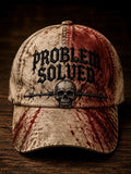 Problem Solved Skeleton Skull Baseball Cap Funny Gothic Biker Merch Gift For Him - Merchluma