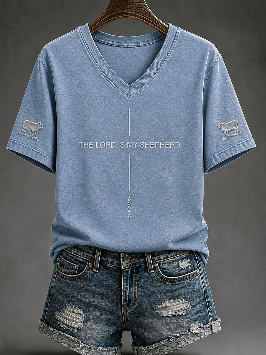 The Lord Is My Shepherd V-Neck Shirt Women's Faith Based Apparel Christian Gift Ideas - Merchluma
