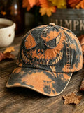 Evil Jack O Lantern Pumpkin Baseball Cap Halloween Spooky Merch Gift For Him - Merchluma