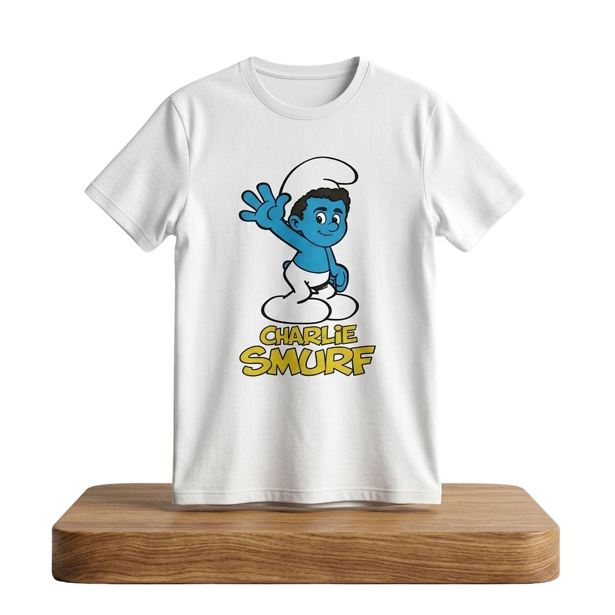 Charlie Smurf Shirt Charlie Kirk Parody T-Shirt White Gifts Ideas For Brothers - Merchluma