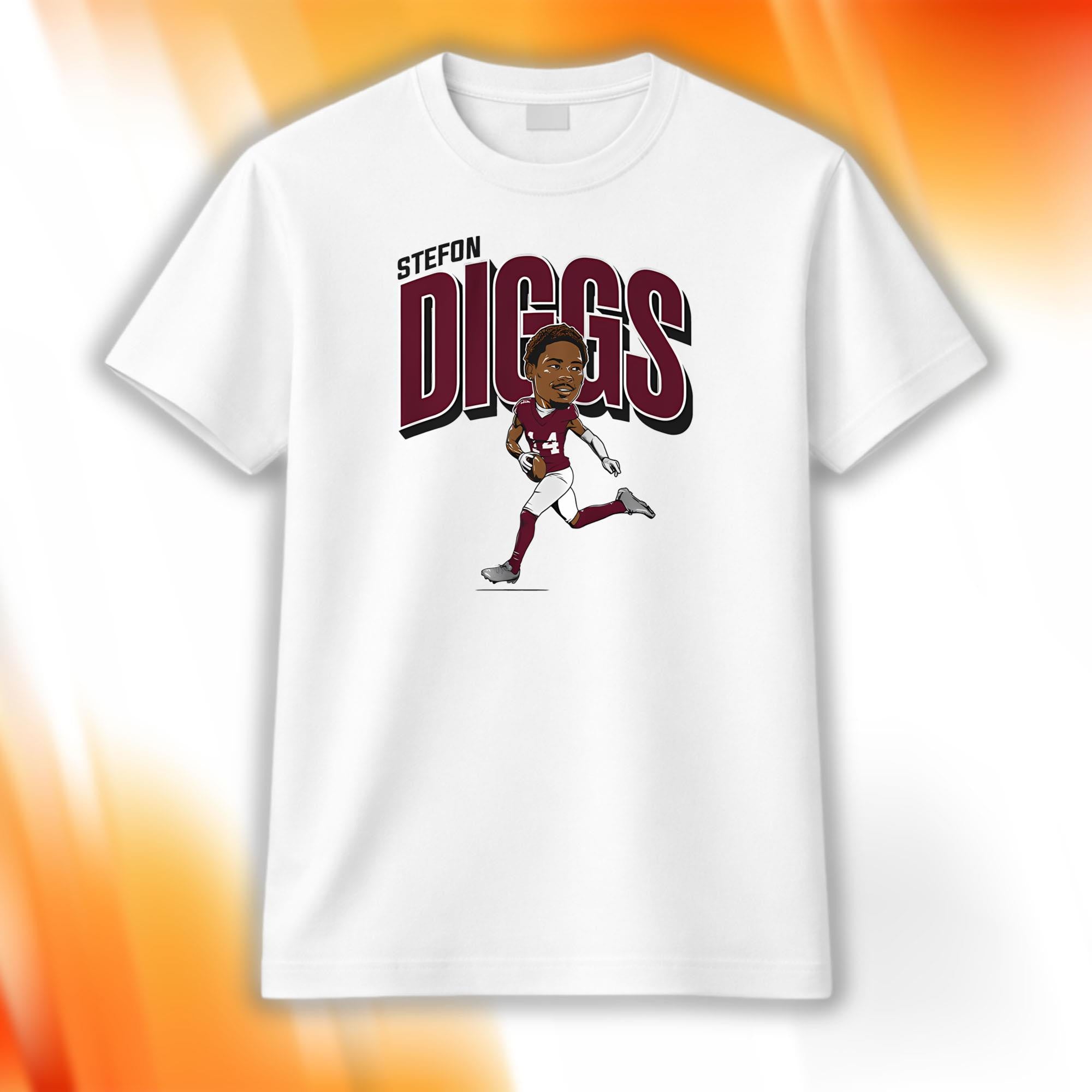 Stefon Diggs Caricature T-Shirt White Washington Commanders Merch Gift For Football Lovers - Merchluma