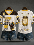 If God Can Make A Bugs Butt Light Up V-Neck Shirt Christian Firefly Mason Jar Apparel Gift - Merchluma
