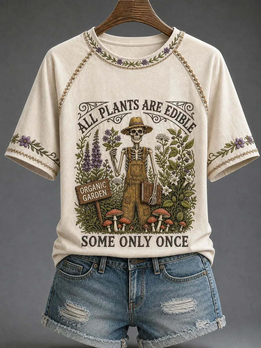 All Plants Are Edible Some Only Once T-Shirt Funny Halloween Outfits Gift For Gardener - Merchluma