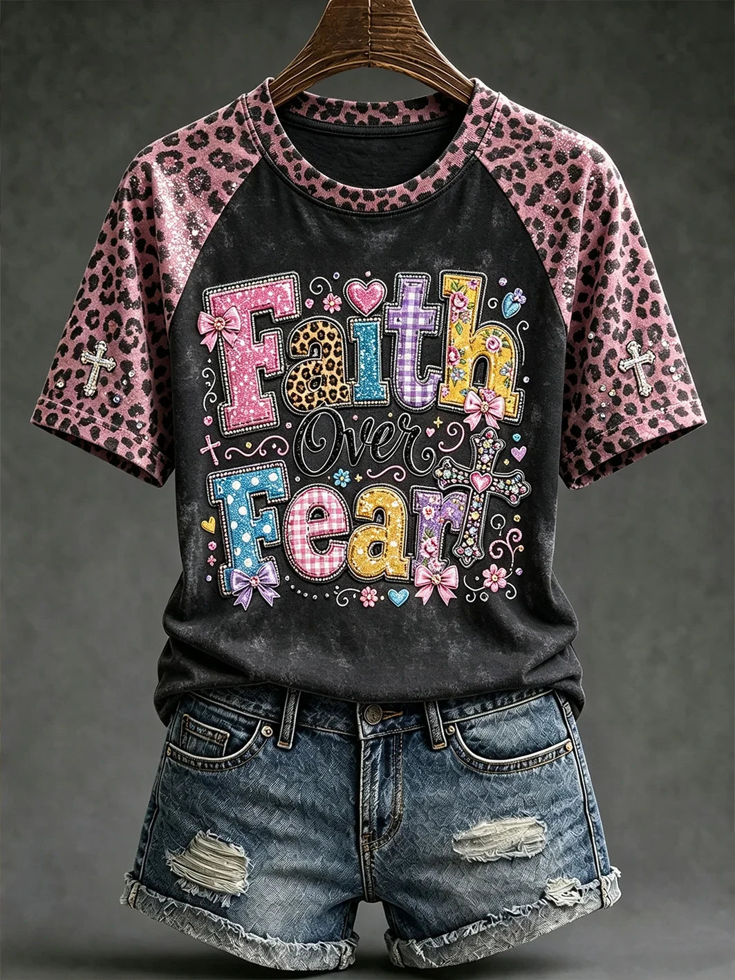 Women's Faith Themed Fun Slogan Pattern T-Shirt Cute Christian Apparel Gift For Bestie - Merchluma