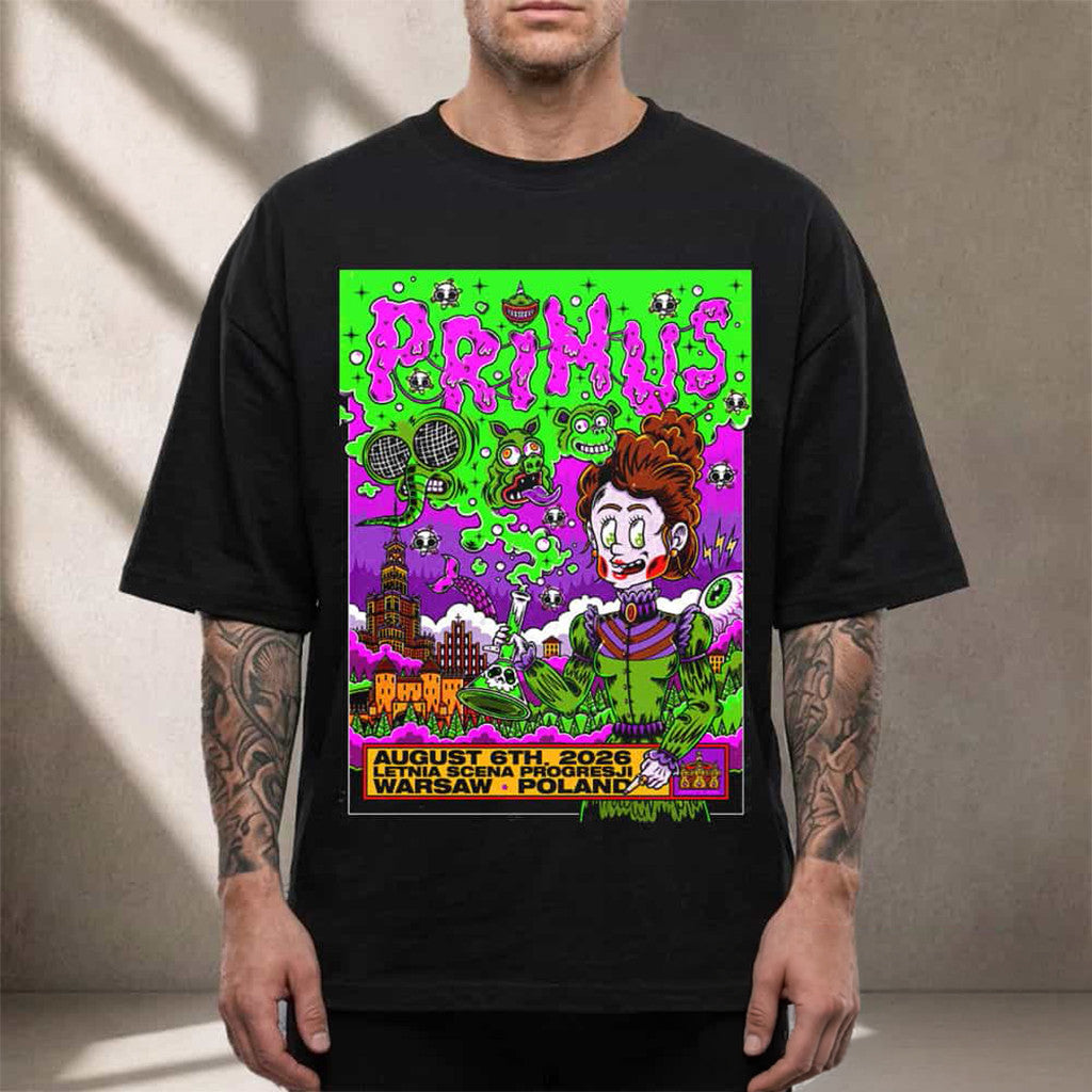 Primus Band Warsaw Poland 2026 Event Poster T-Shirt Primus Band Merch Gift For Music Lovers - Merchluma