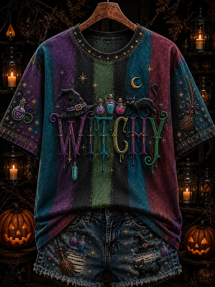 Women's Witchy T-Shirt Halloween Themed Apparel Best Gifts For Friends - Merchluma