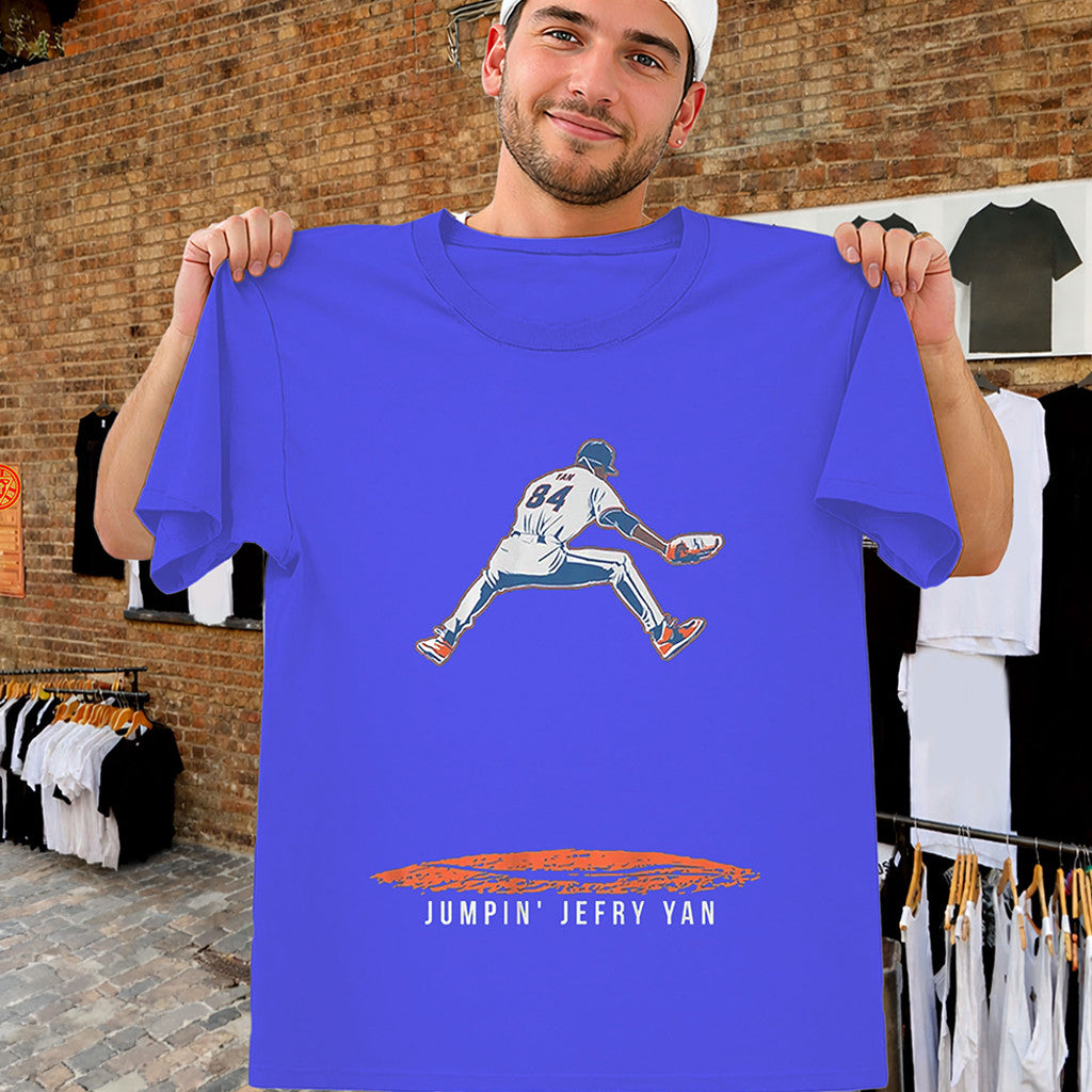 Jumpin' Jefry Yan Shirt Flying Mets Pitcher Celebration Tee NY Mets Merch Cool Baseball Gifts - Merchluma