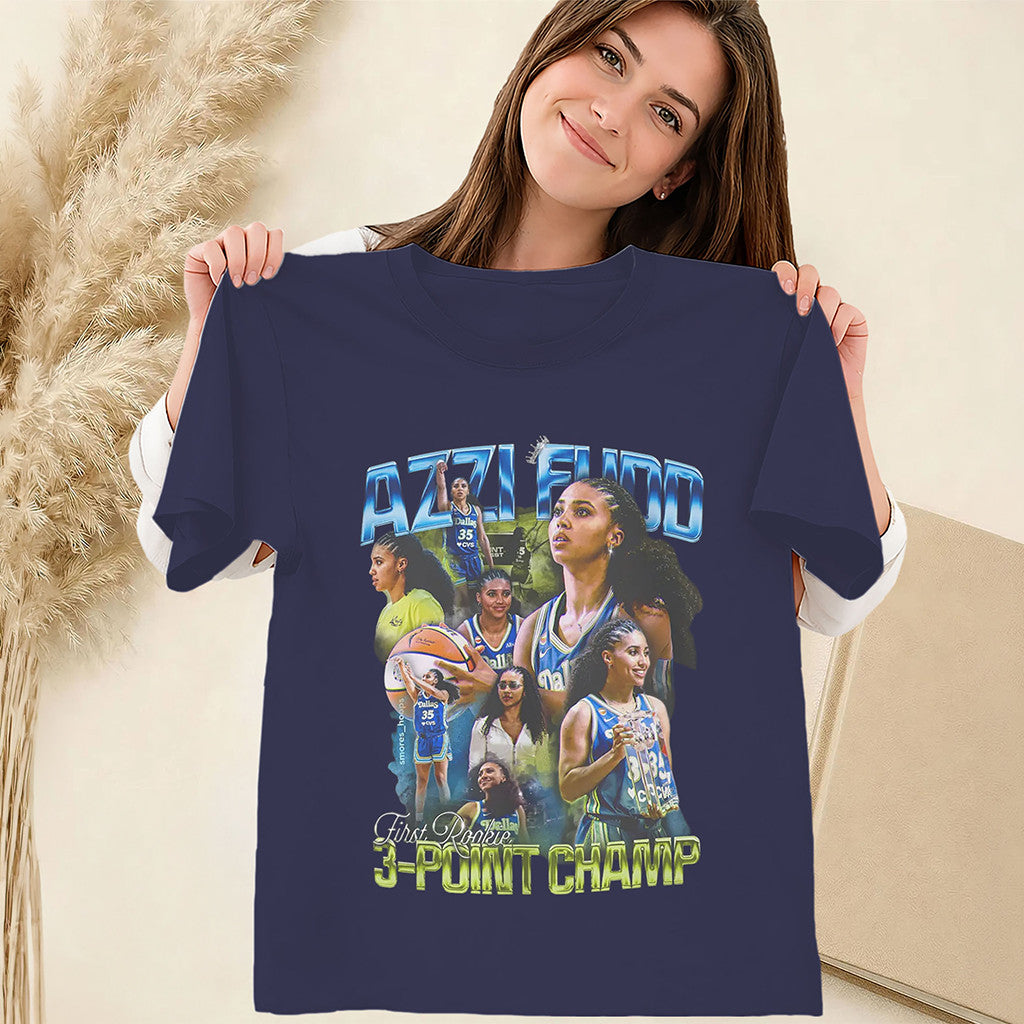 Azzi Fudd Shirt First Rookie 3-Point Champ 2026 T-Shirt Azzi Fudd Merch Basketball Fan Gifts - Merchluma