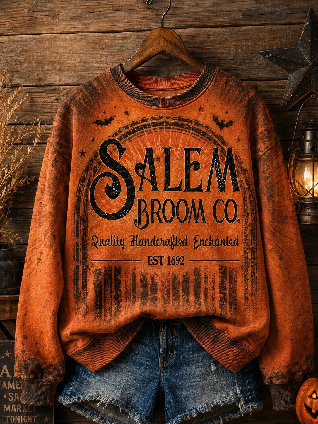 Women's Salem Broom Company Sweatshirt Quality Handcrafted Enchanted Apparel Gift For Her - Merchluma