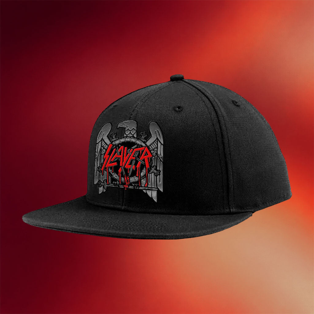 Slayer Merch Slayer Eagle Snapback Hat Embroidered Birthday Gifts For Dad Music Lovers - Merchluma