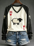 Women's He Life The 99 Playing Card V-Neck Long Sleeve Shirt Inspired Faith Clothes Gift For Her - Merchluma