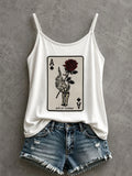 Women's Gothic Skull Playing Cards Tank Top Halloween Horror Nights Clothes Gift Ideas - Merchluma