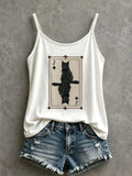 Women's Black Cat Playing Cards Tank Top Halloween Clothes Gift For Friends - Merchluma