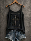 Women's Black Spider Playing Cards Tank Top Halloween Horror Nights Apparel Gift For Best Friends - Merchluma