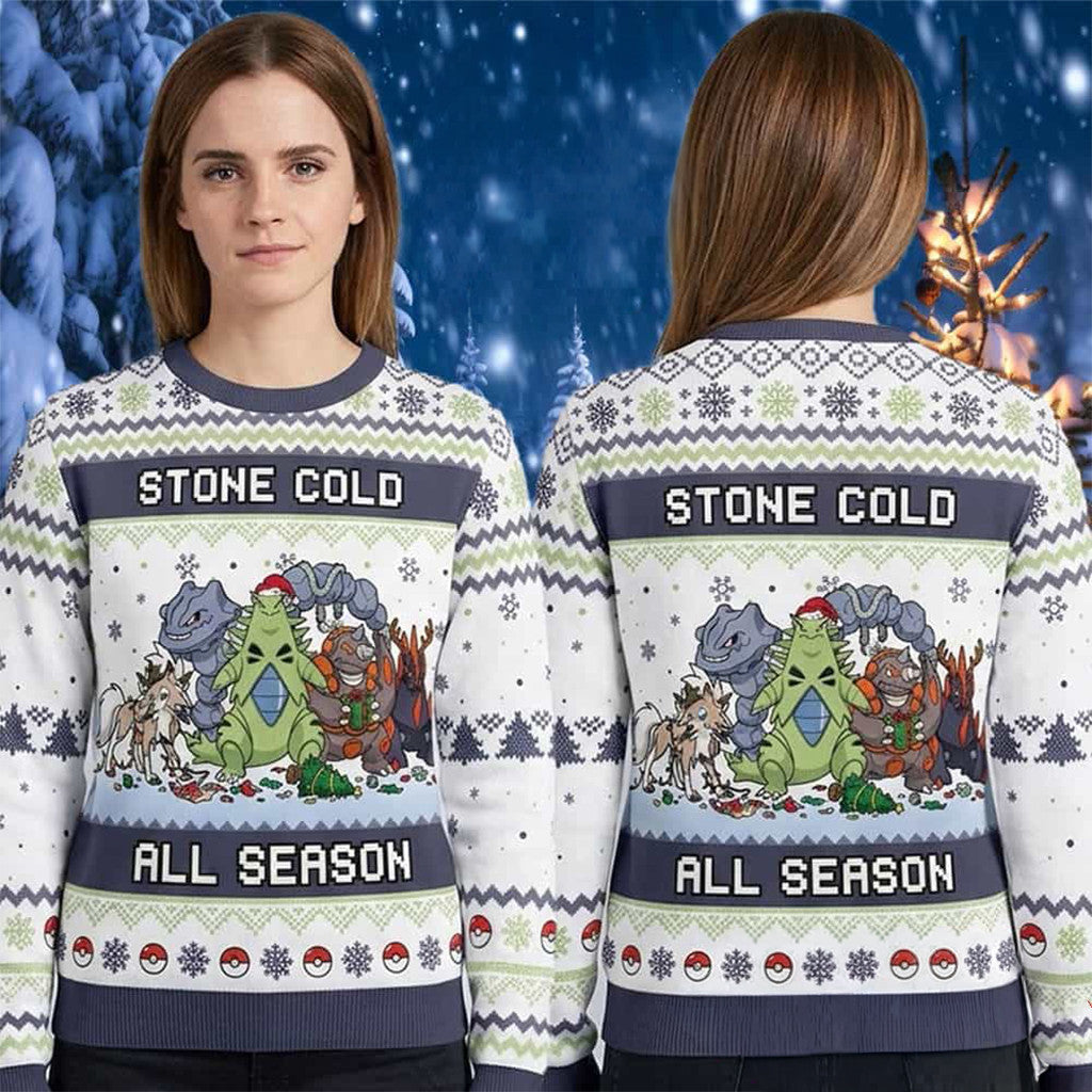 Pokemon Rock Type Stone Cold All Season 2026 Pokemon Ugly Christmas Sweater Xmas Apparel Gifts - Merchluma