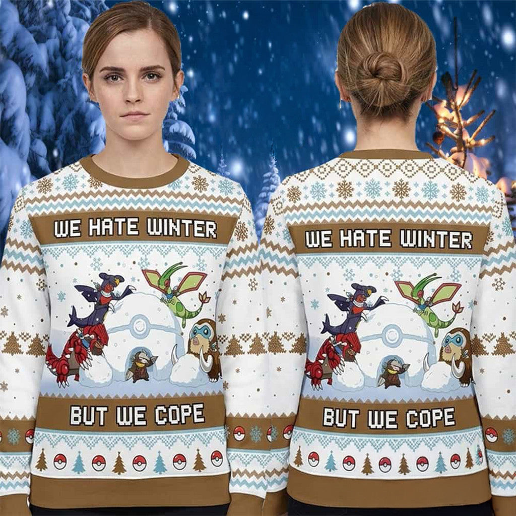 Pokemon Ground Type We Hate Winner But We Cope 2026 Pokemon Ugly Christmas Sweater Xmas Present - Merchluma