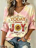 Today I Choose Joy James 1 2 Cropped Sleeve V-Neck T-Shirt Halloween Apparel Gift For Girlfriend - Merchluma