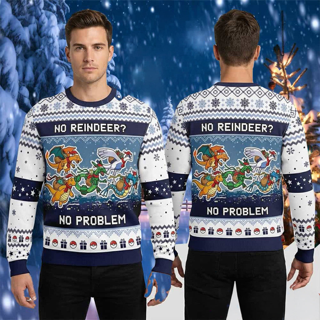 Pokemon Flying Type No Reindeer No Problem 2026 Pokemon Ugly Christmas Sweater Xmas Gift Ideas - Merchluma
