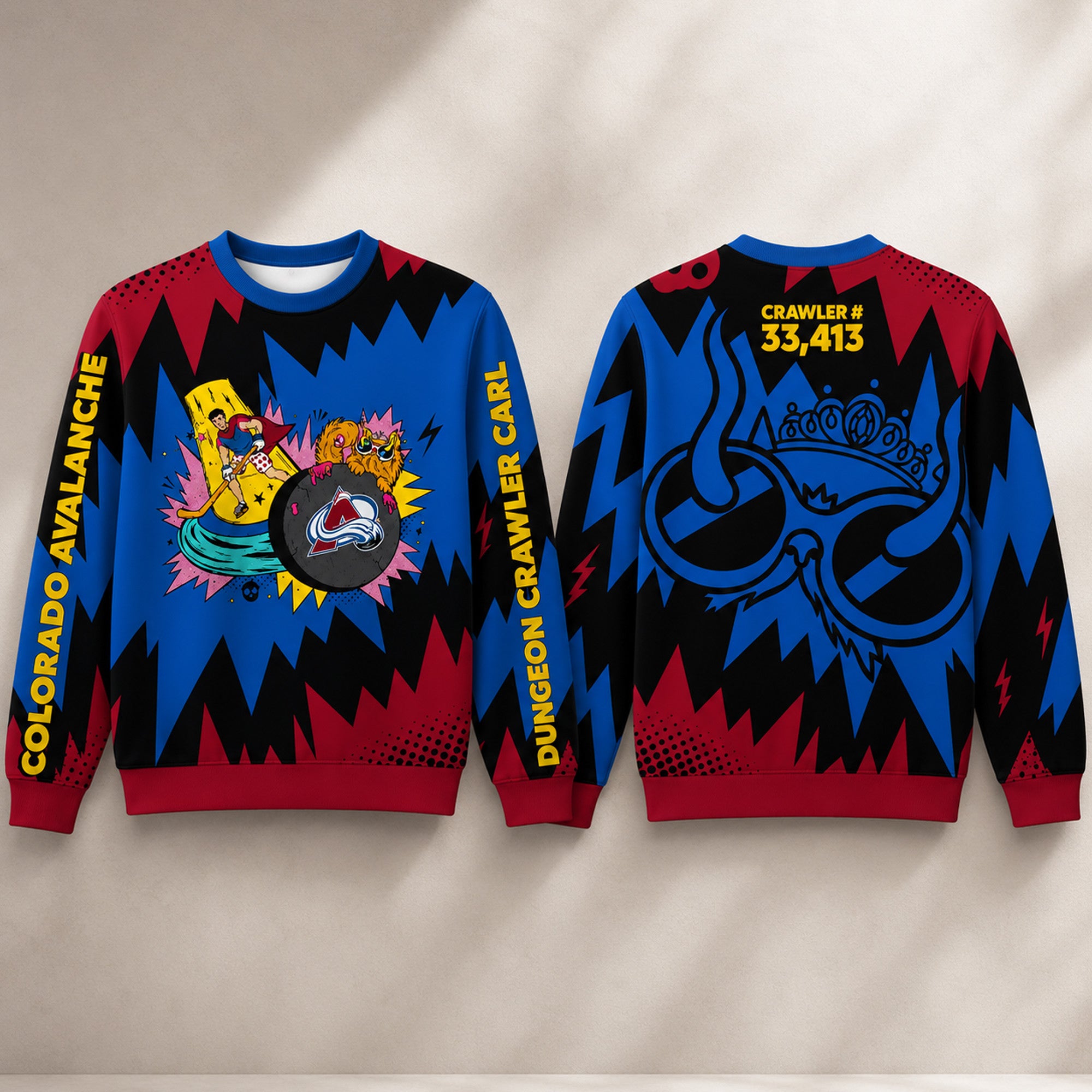 Colorado Avalanche Dungeon Crawler Carl Crewneck Sweatshirt Colorado Avalanche Merch Fan Gifts - Merchluma