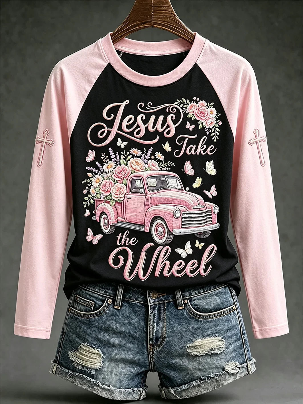 Jesus Take The Wheel Long Sleeve Shirt Ladies Halloween Outfits Gift For Sister - Merchluma