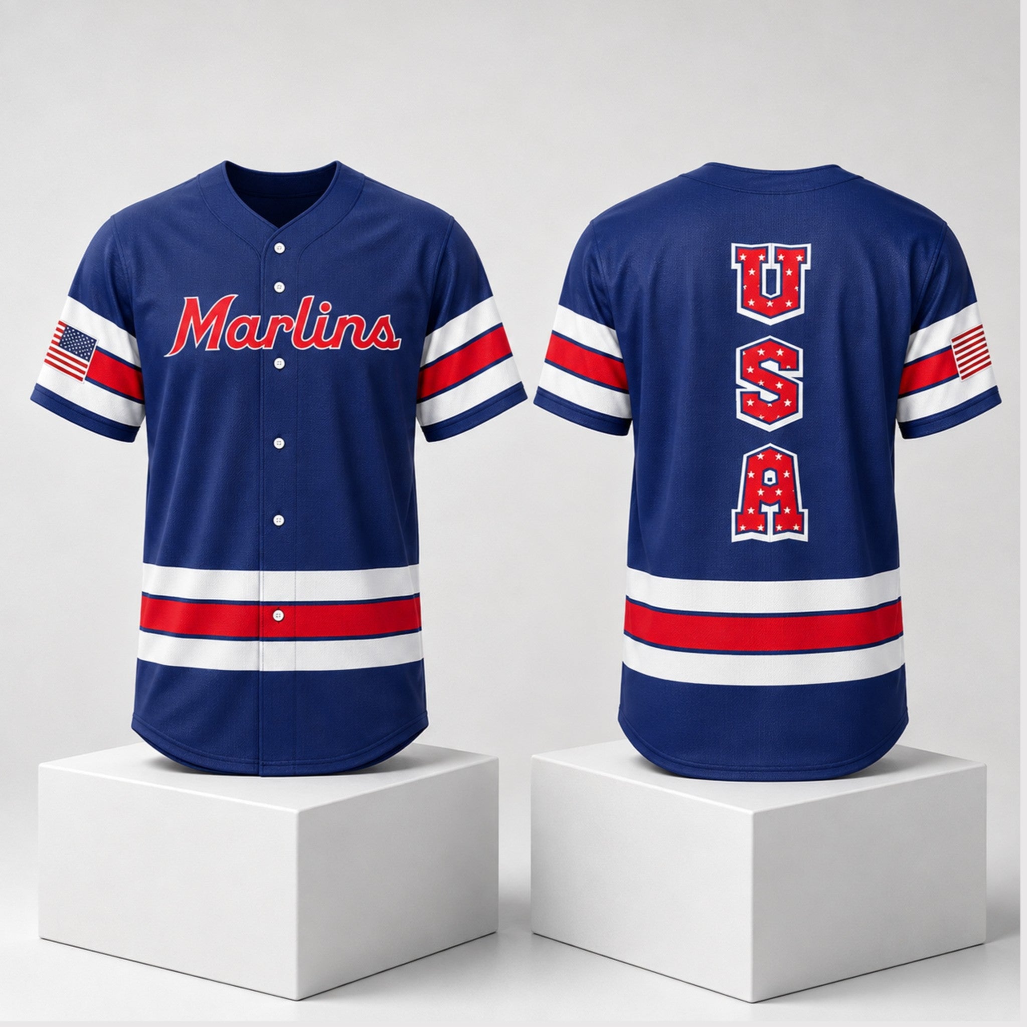 Marlins USA 250th Jersey 2026 Marlins Merch Patriotic Gifts For Dad - Merchluma