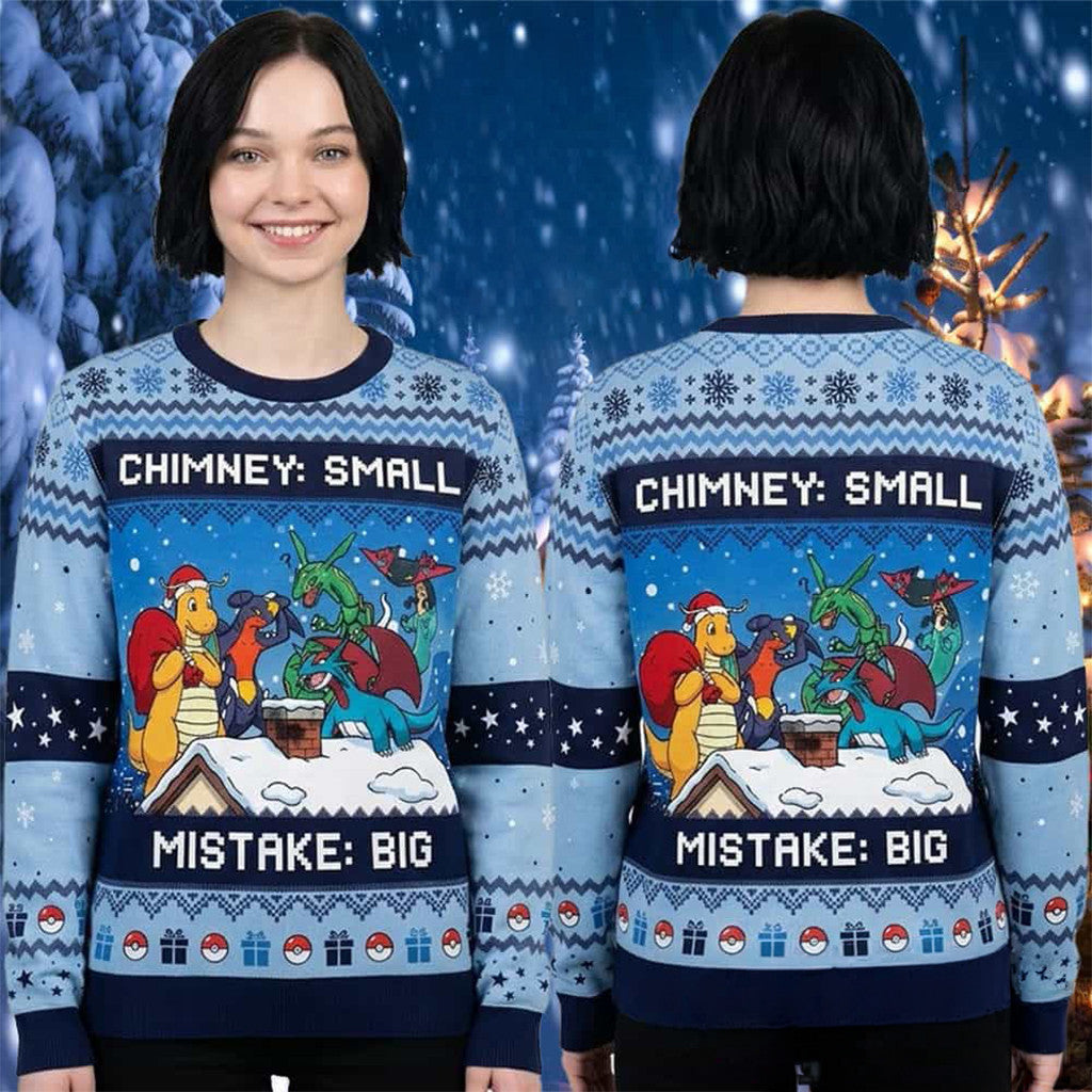 Pokemon Dragon Pokemon Type Chimney Small Mistake Big 2026 Pokemon Ugly Christmas Sweater Gifts - Merchluma