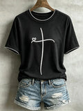 Christian Cross Heart T-Shirt Faith Based Women's Apparel Religious Gifts Ideas - Merchluma