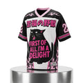 First Of All I'm A Delight Cat Jersey Shirt Sarcastic Funny Cat Meme Apparel Gag Gifts - Merchluma