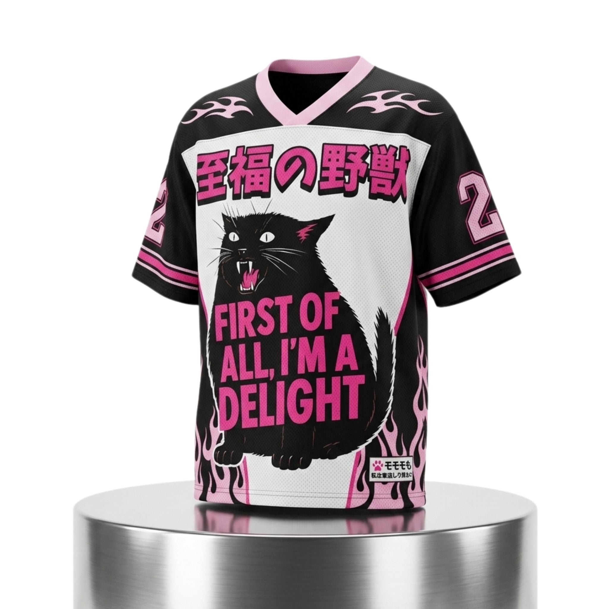 First Of All I'm A Delight Cat Jersey Shirt Sarcastic Funny Cat Meme Apparel Gag Gifts - Merchluma