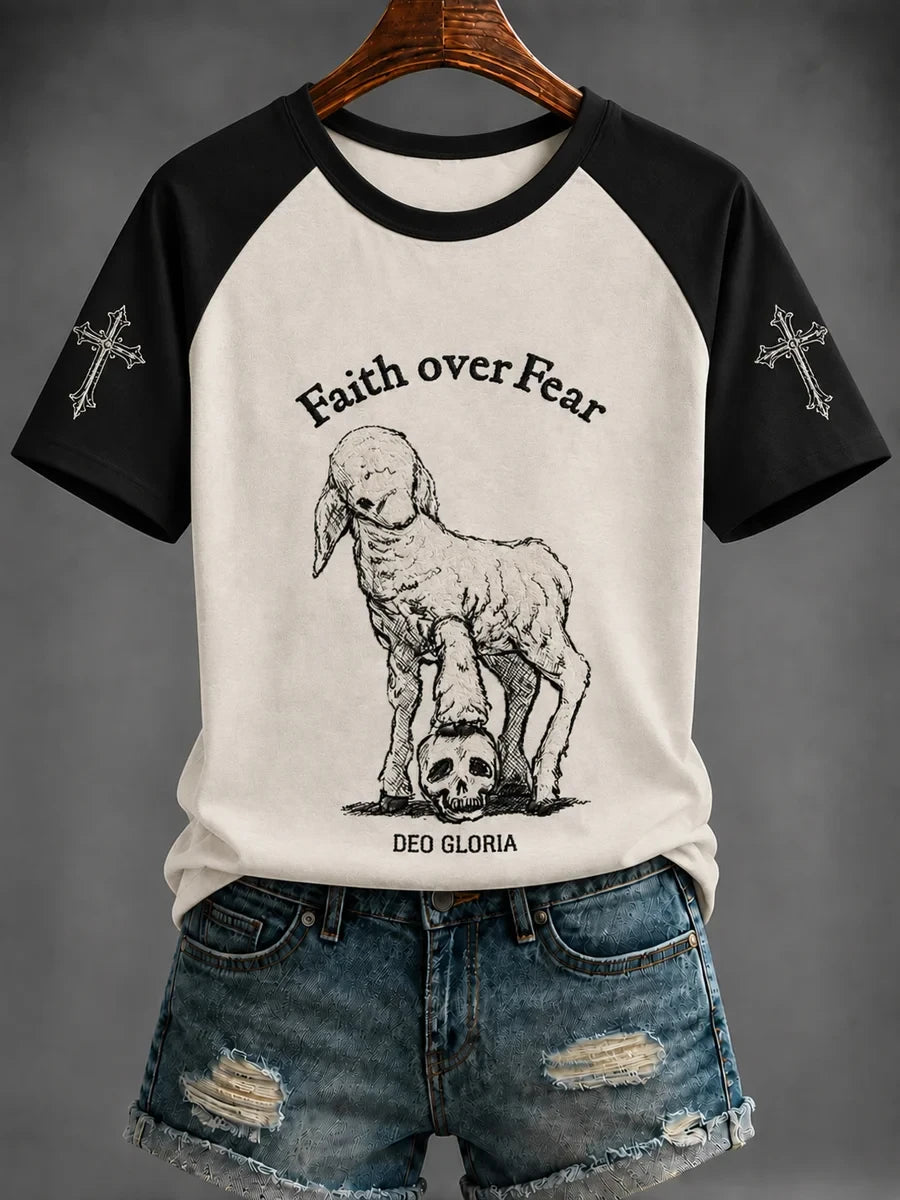 Faith Over Fear Printed T-Shirt Faith Based Clothing Stores Gifts For Church Members - Merchluma