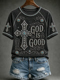 God Is Good Retro Western Cross T-Shirt Faith Based Clothing Lines Best Christian Gifts - Merchluma