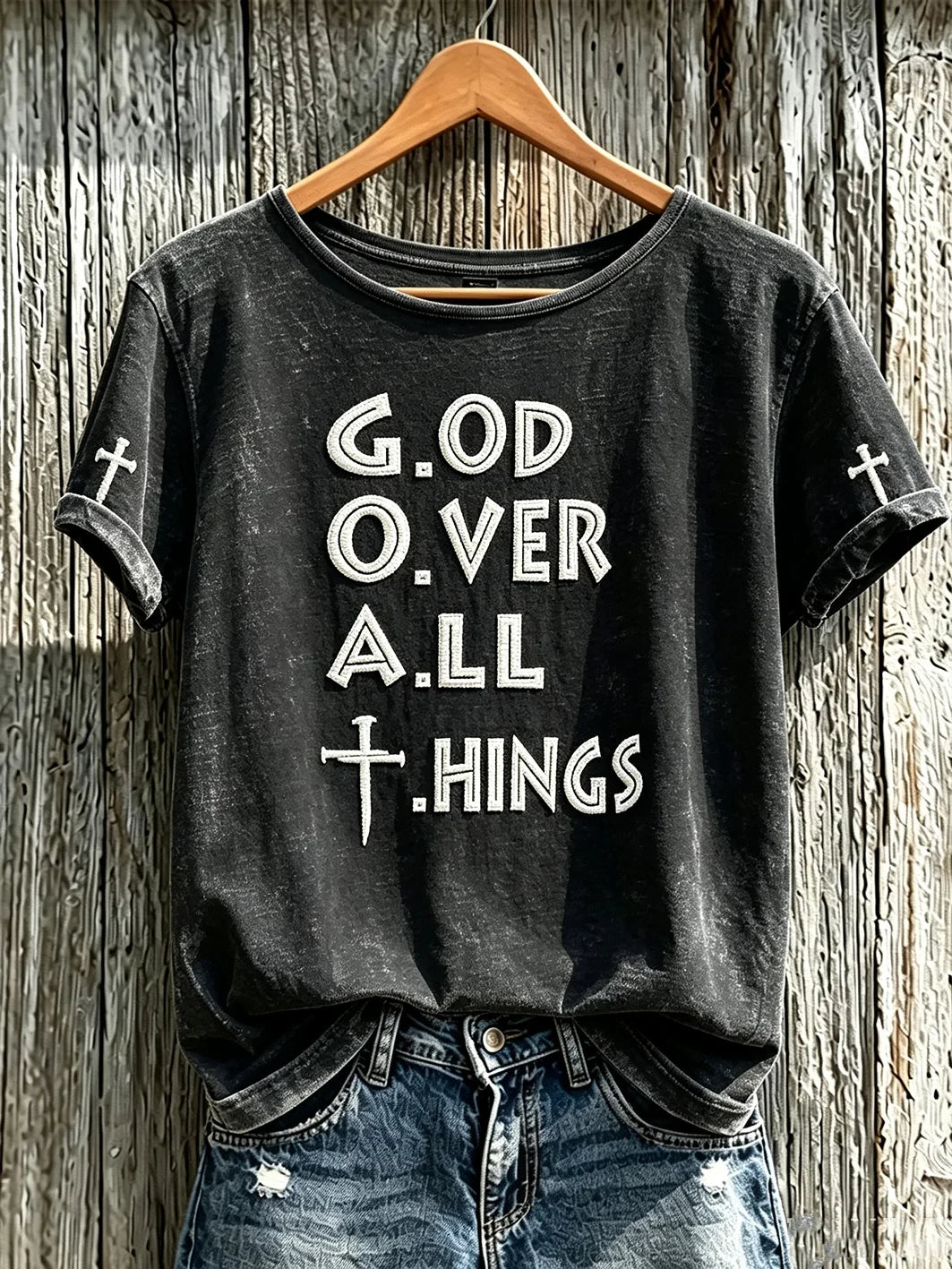God Over All Things T-Shirt Faith Based Slogan Shirt Christian Best Friend Gifts - Merchluma