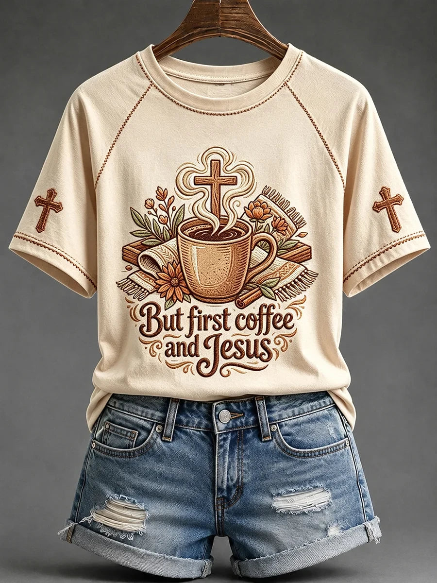 But First Coffee And Jesus T-Shirt Elevated Faith Clothing Christian Gift For Coffee Lovers - Merchluma