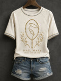 Hail Mary Full Of Grace T-Shirt Floral and Rosasy Shirt Christian Gifts For Mom - Merchluma